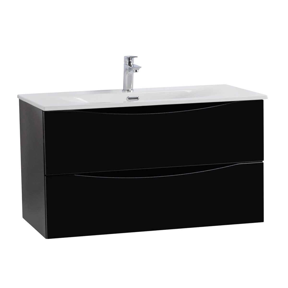 Тумба с раковиной подвесная BelBagno MARINO-CER-MINI-800-2C-SO-NL-P Nero Lucido, раковина белая BB-8099-3-80