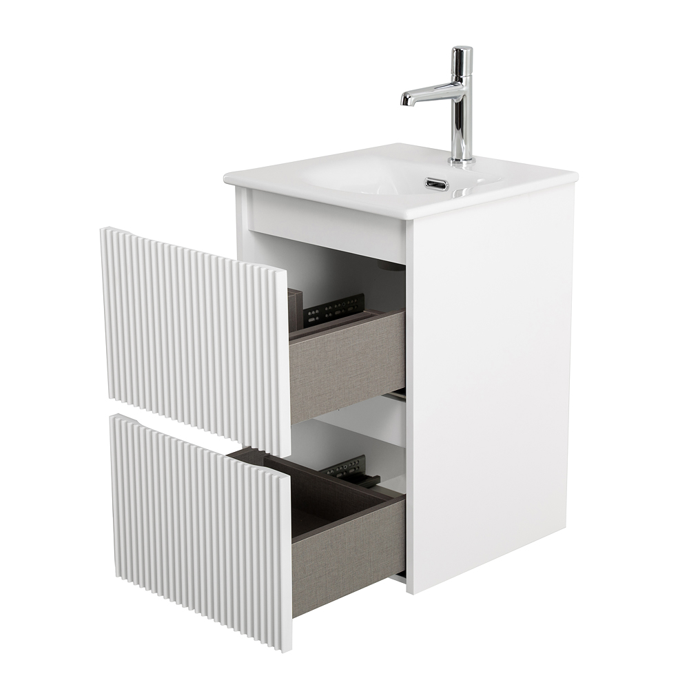 Тумба с раковиной подвесная BelBagno UNO-MINI-400-2C-SO-BO Bianco Opaco, раковина белая BB-8099-3-40
