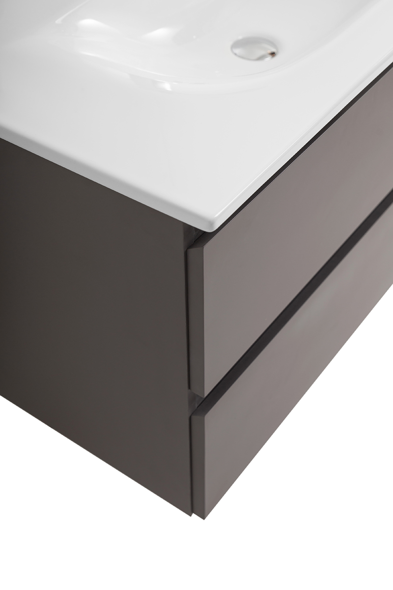 Тумба с раковиной подвесная BelBagno KRAFT-800-2C-SO-GSO Темно-Серый матовый, раковина белая BB-8099-80