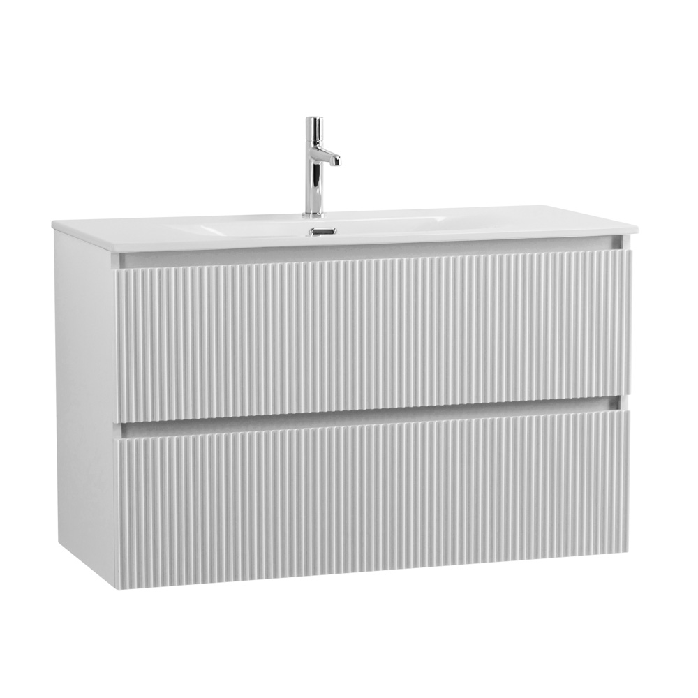 Тумба с раковиной подвесная BelBagno UNO-MINI-900-2C-SO-BO Bianco Opaco, раковина белая BB-8099-3-90