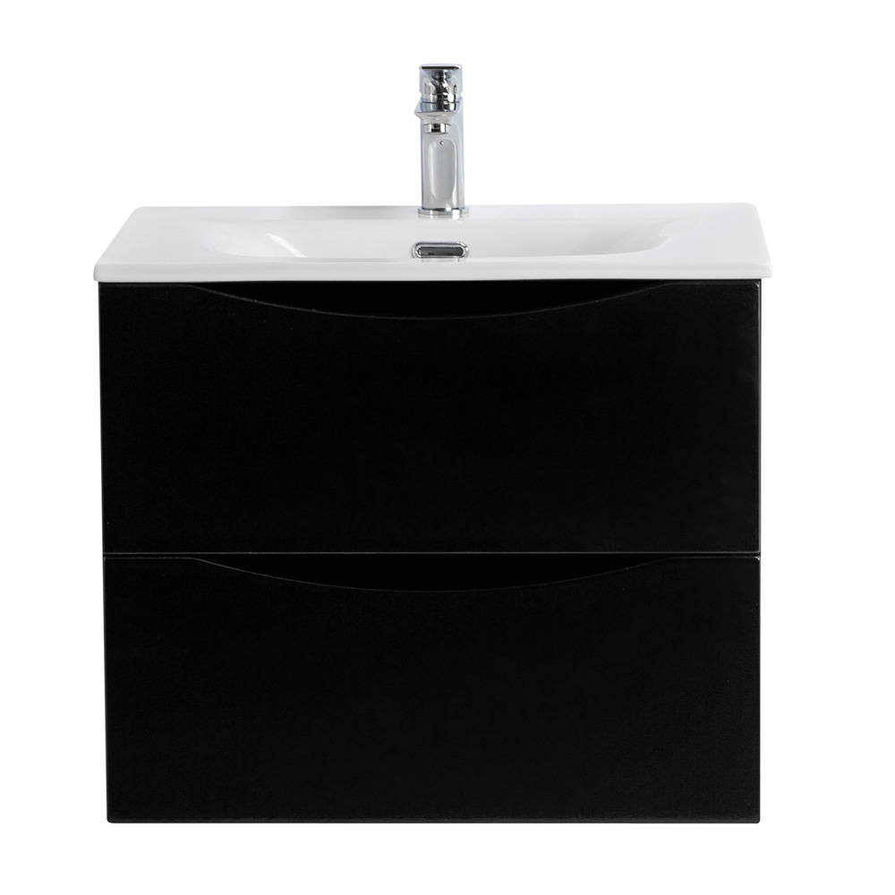 Тумба с раковиной подвесная BelBagno MARINO-CER-N-700-2C-SO-NL-P Nero Lucido, раковина белая BB-8099-70