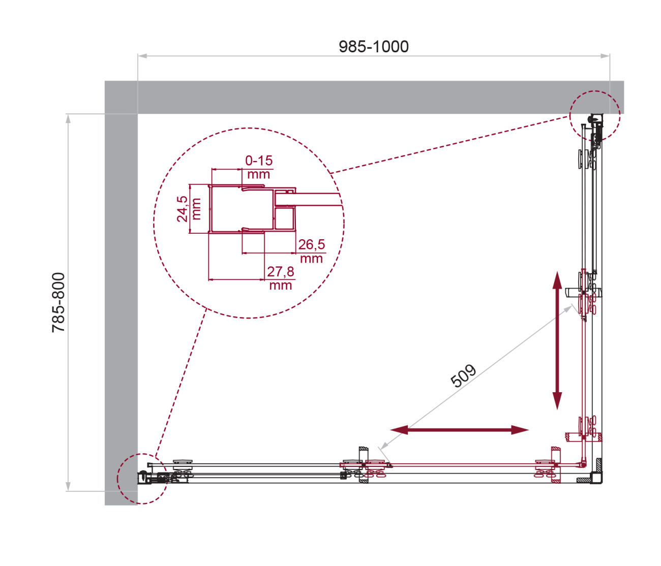 Душевой уголок BelBagno LUCE-AH-2-100/80-C-Cr