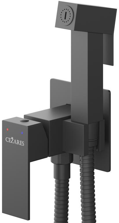 купить Встроенный смеситель Cezares SLIDER-DIF-NOP с гигиеническим душем, черный матовый 