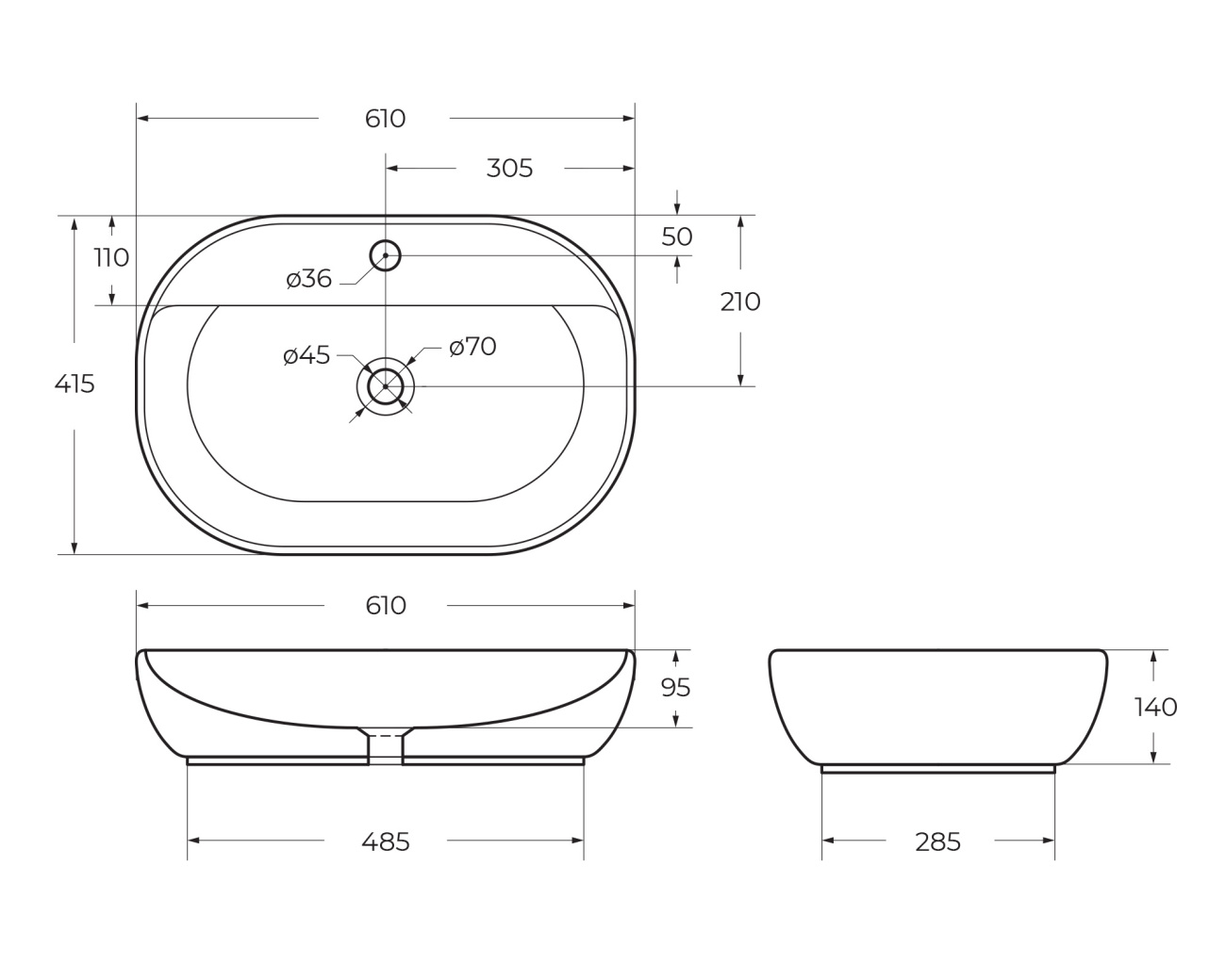 Раковина накладная BelBagno BB1346