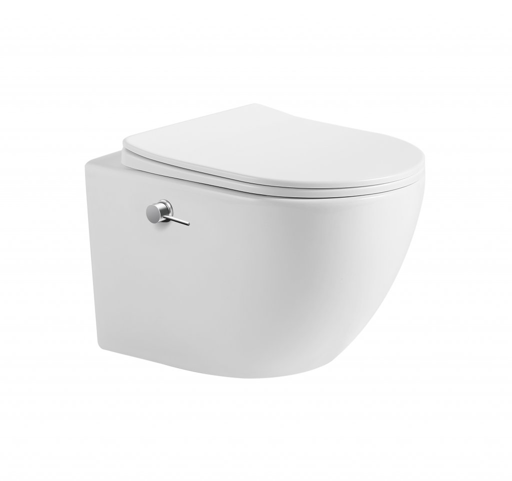 Унитаз подвесной безободковый с сиденьем и функцией биде TORNADO BelBagno MARINO-TOR BB7026CH-TOR-BS/SC