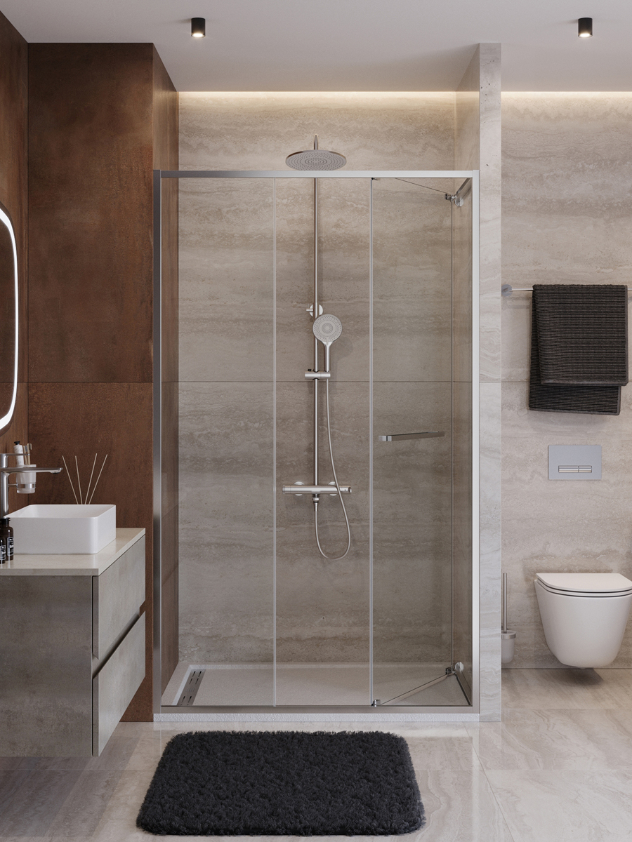 Душевая дверь Cezares LUX-B-FS-11-120-C-CR, 120х195, профиль хром, стекло прозрачное