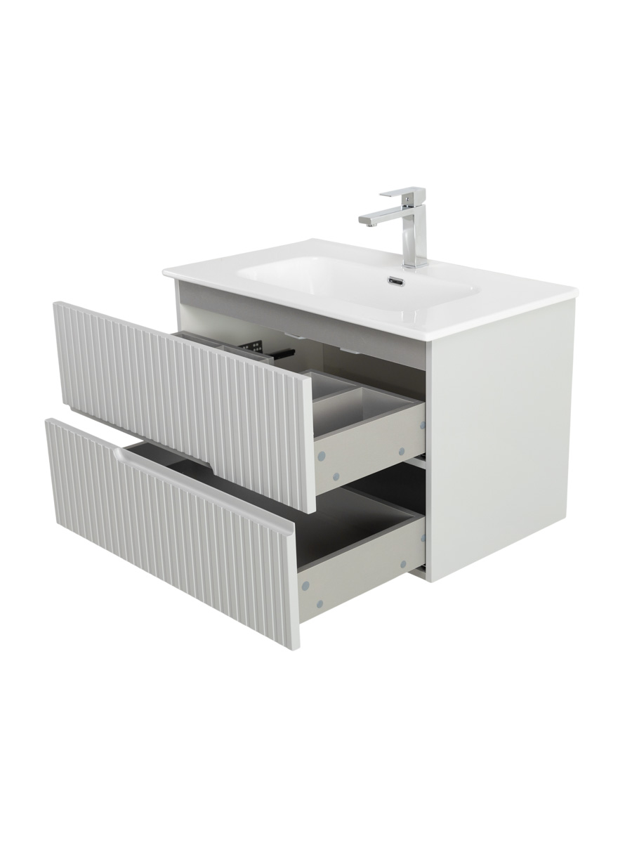 Тумба подвесная CEZARES DUET-N-800-2C-SO-GPR-P с раковиной CZR-8095-80, серый жемчужный