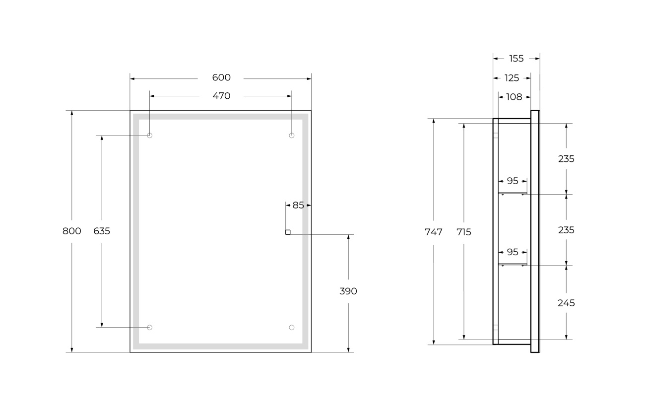 Зеркальный шкаф BelBagno SPC-GRT-600/800-1A-LED-TCH