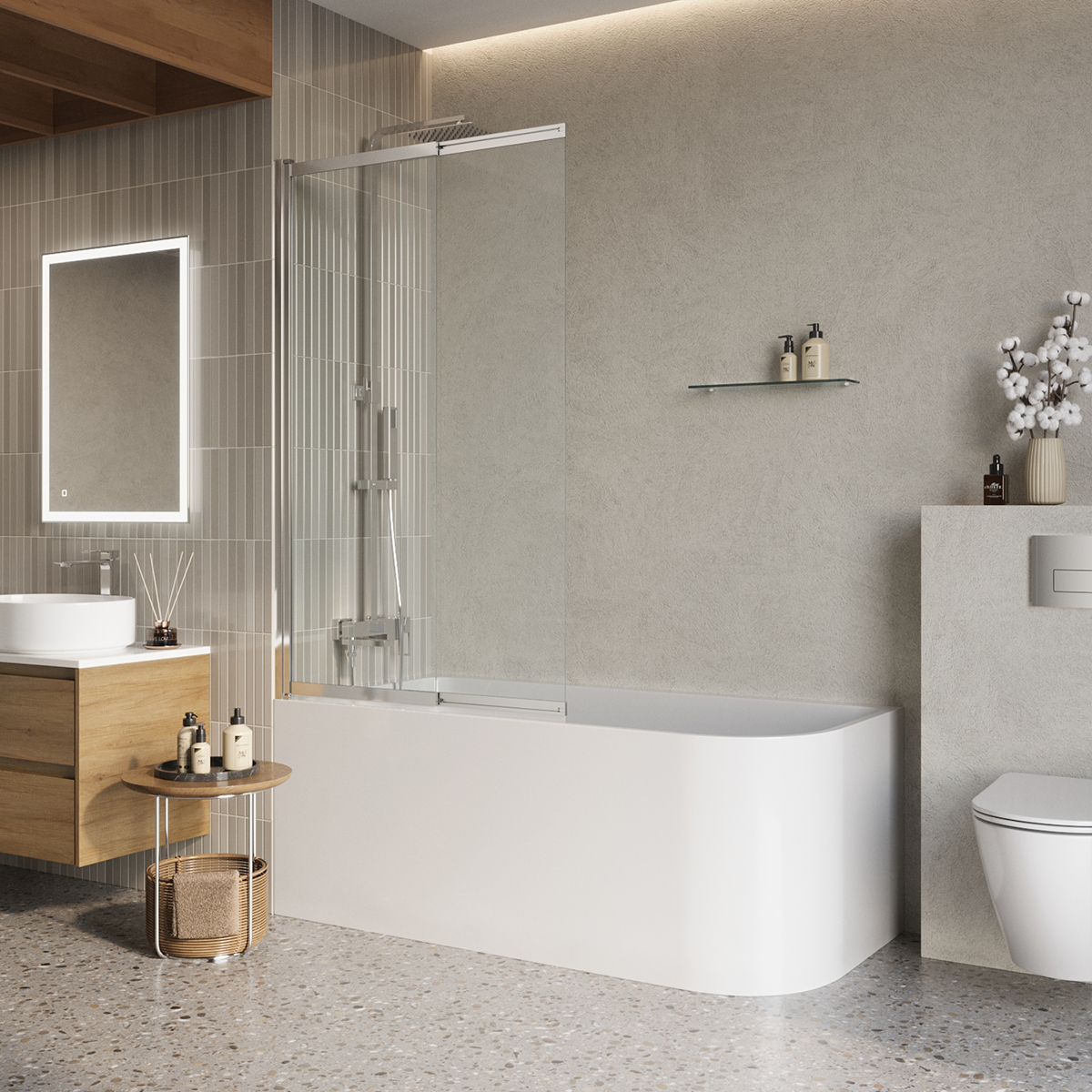 купить Шторка на ванну BelBagno LUCE-VF-11-80/145-C-Cr 