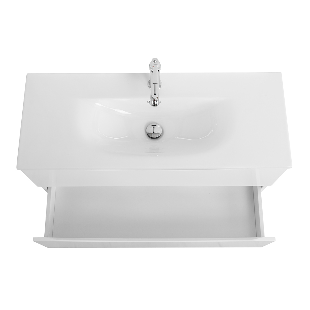 Тумба с раковиной подвесная BelBagno MARINO-CER-MINI-1000-2C-SO-BL-P Bianco Lucido, раковина белая BB-8099-3-100
