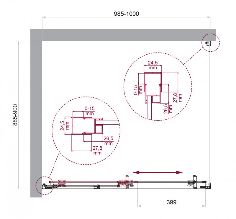 Душевой уголок BelBagno LUCE-AH-1-100/90-C-Cr