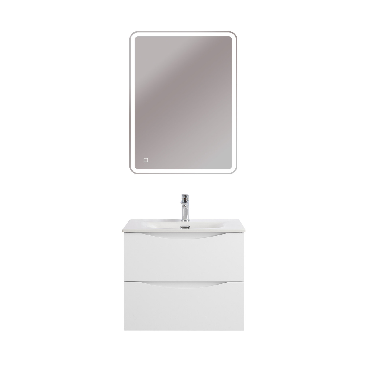 Тумба с раковиной подвесная BelBagno MARINO-CER-MINI-600-2C-SO-BO-P Bianco Opaco, раковина белая BB-8099-3-60