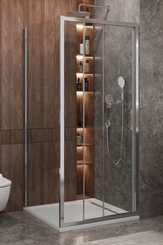 купить Душевой уголок Cezares MOLVENO-AHF-31-100/80-C-CR-IV, 100х80х195, профиль хром, стекло прозрачное 