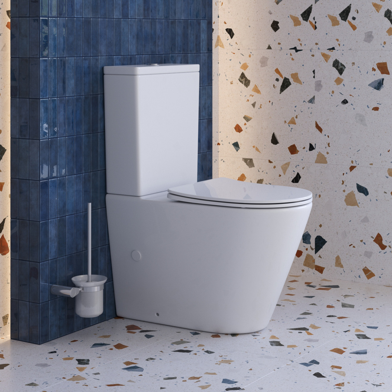 Унитаз-компакт безободковый с сиденьем и смывом TORNADO BelBagno FLAY-R BB2149CP-TOR/SC + BB2149T