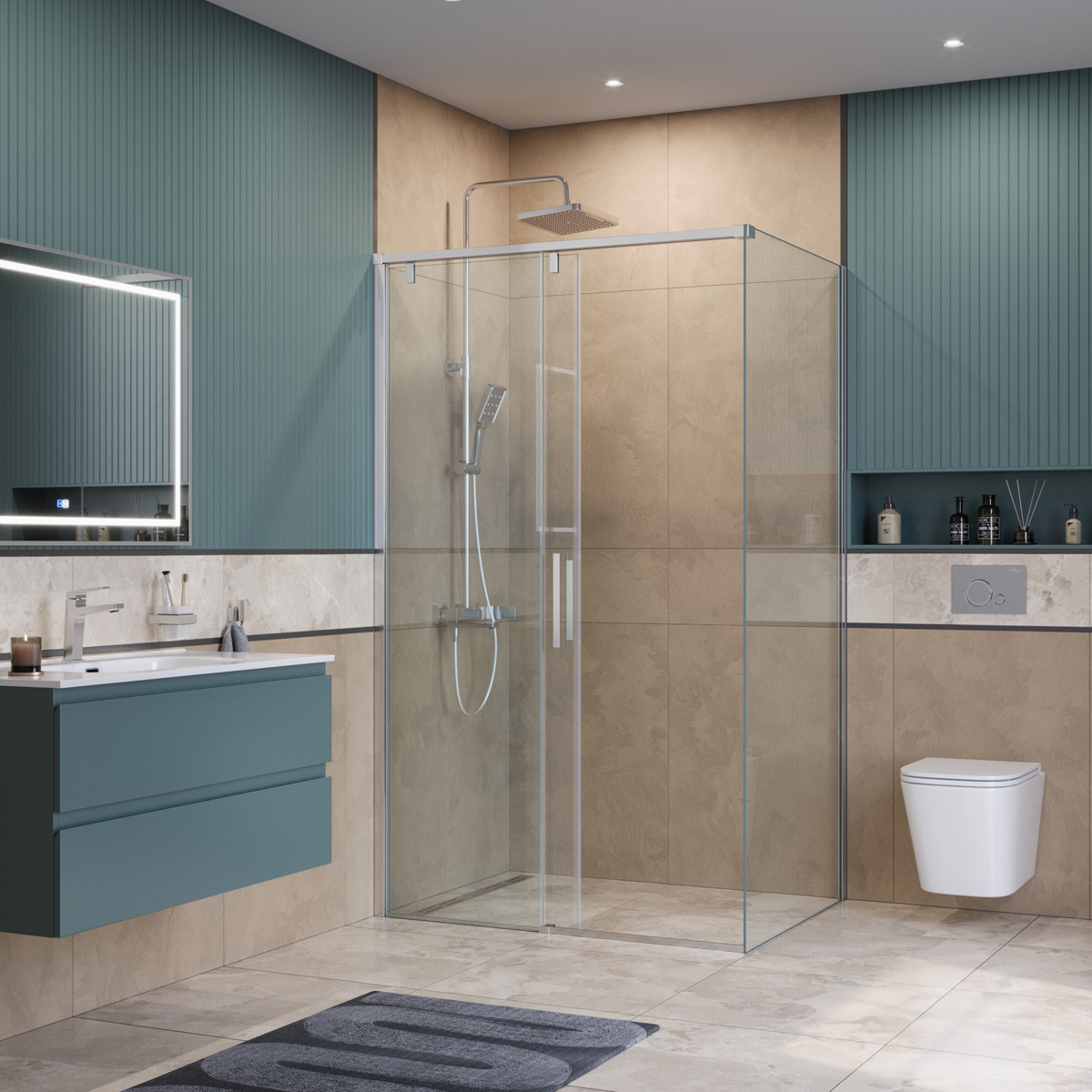 Душевой уголок 120*80см BelBagno SOFT_CLOSE-1-AH-1-120/80-C-Cr профиль хром, стекло прозрачное