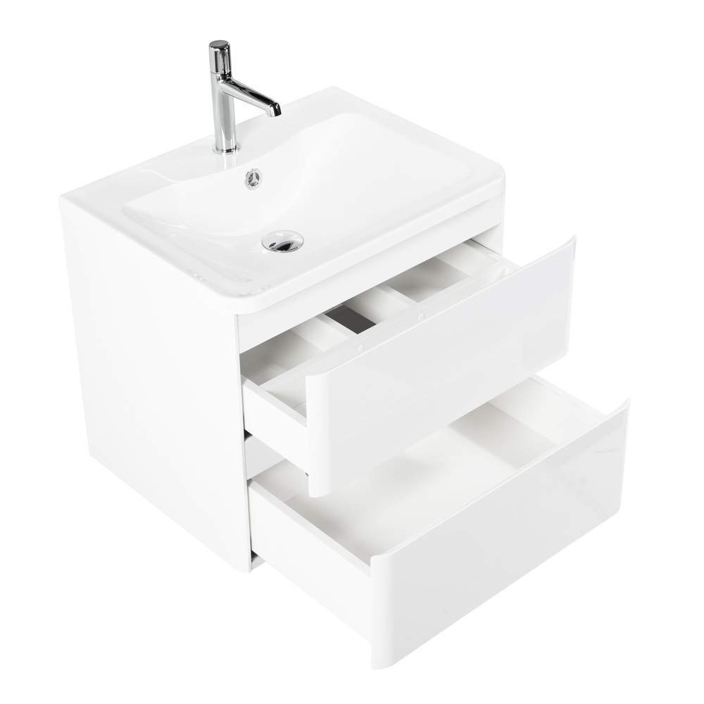 Тумба подвесная с раковиной BelBagno ALBANO-700-2C-SO-BL Bianco Lucido, раковина BB700/455-LV-MR-ALR