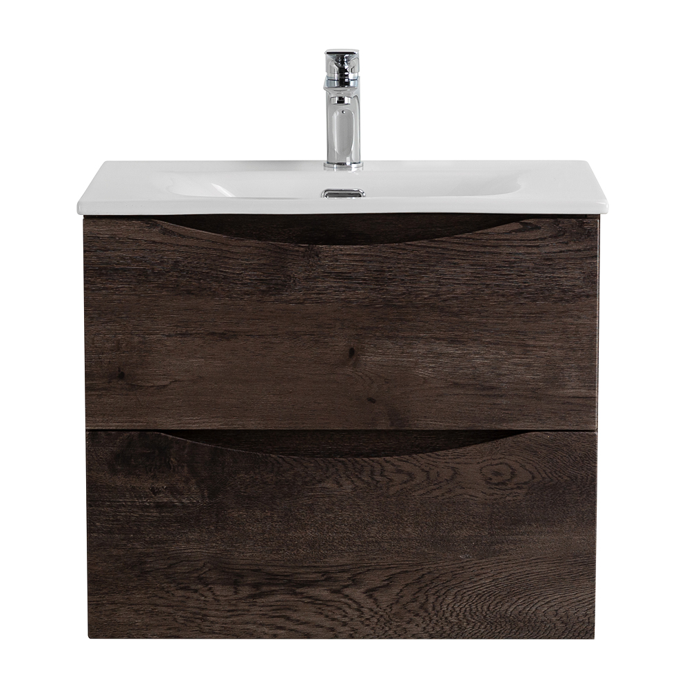 Тумба с раковиной подвесная BelBagno MARINO-CER-N-600-2C-SO-RNG-P Rovere Nature Grigio, раковина белая BB-8099-60