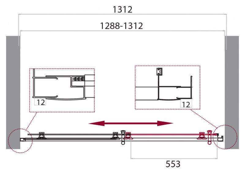 Дверь в проём BelBagno UNO-195-BF-1-130-C-Cr