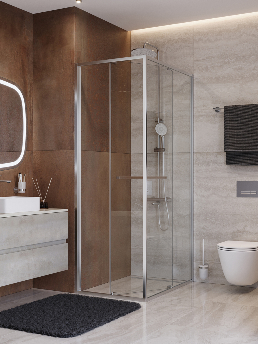 Душевой уголок Cezares LUX-AH-FS-1-70/100-C-CR, 70х100х195, профиль хром, стекло прозрачное
