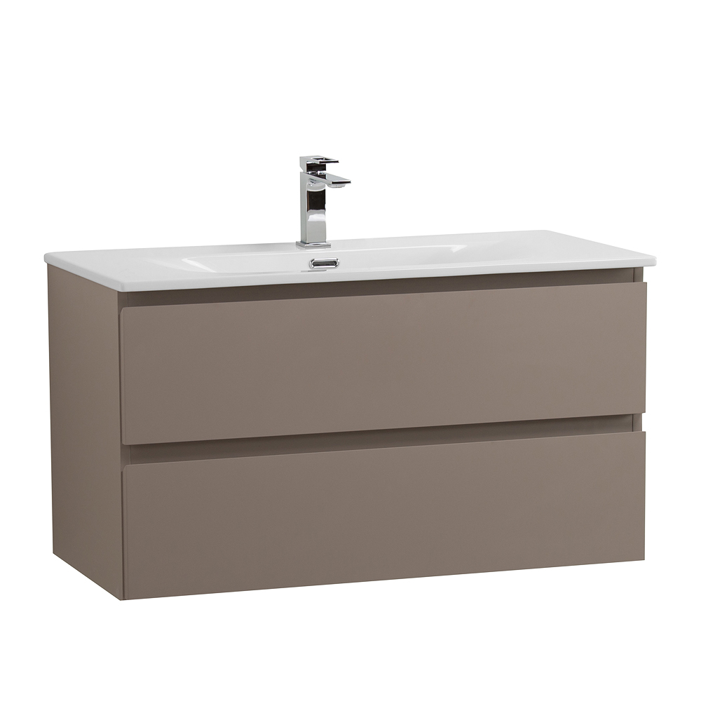 Тумба с раковиной подвесная BelBagno KRAFT-1000-2C-SO-CO Бежевый матовый, раковина белая BB-8099-100