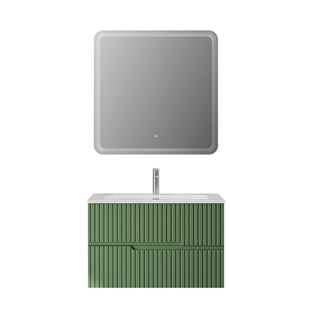 Тумба подвесная CEZARES DUET-N-800-2C-SO-PS-P с раковиной CZR-8073-80, фисташковый софт