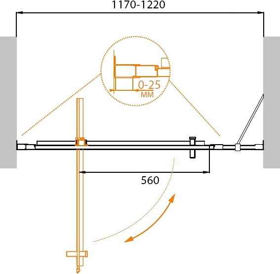 Дверь в проём Cezares MOLVENO-BA-11-100+20-C-Cr-IV, 120х195, профиль хром, стекло прозрачное
