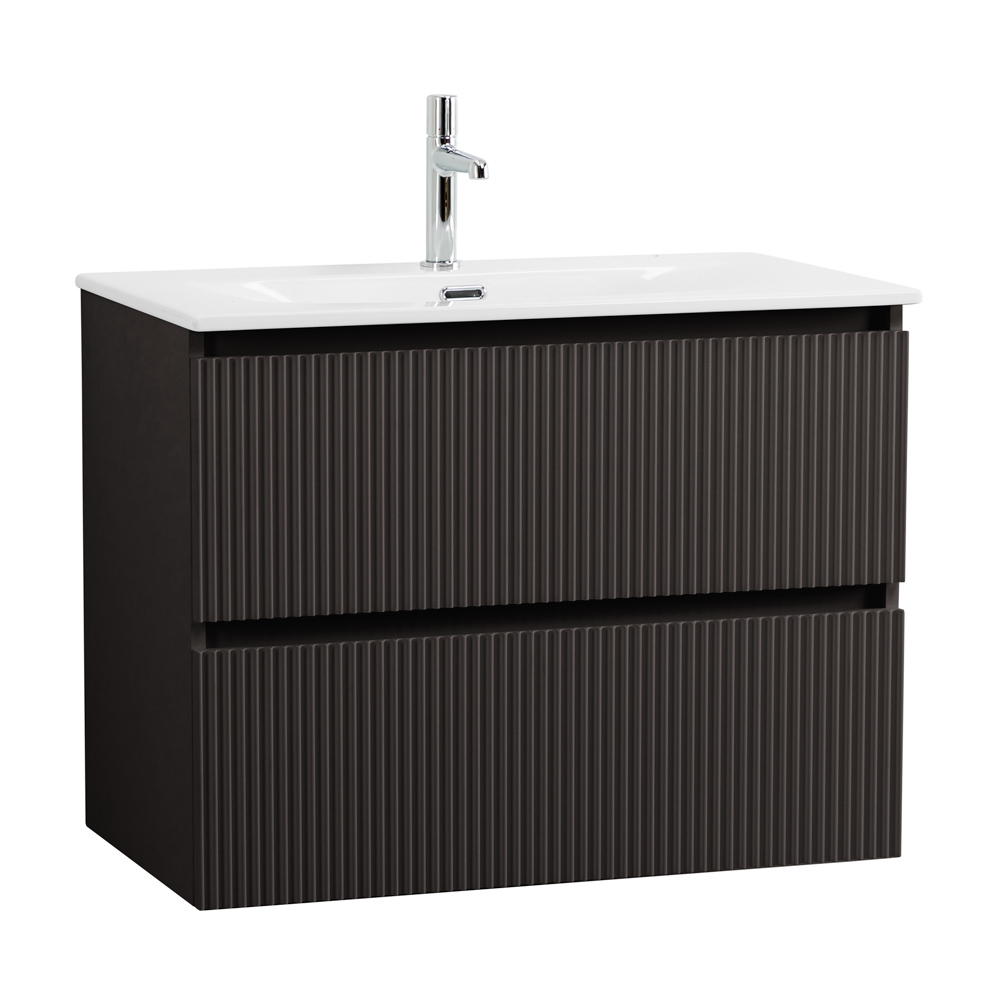 Тумба с раковиной подвесная BelBagno UNO-900-2C-SO-GSO Темно-Серый матовый, раковина белая BB-8099-90