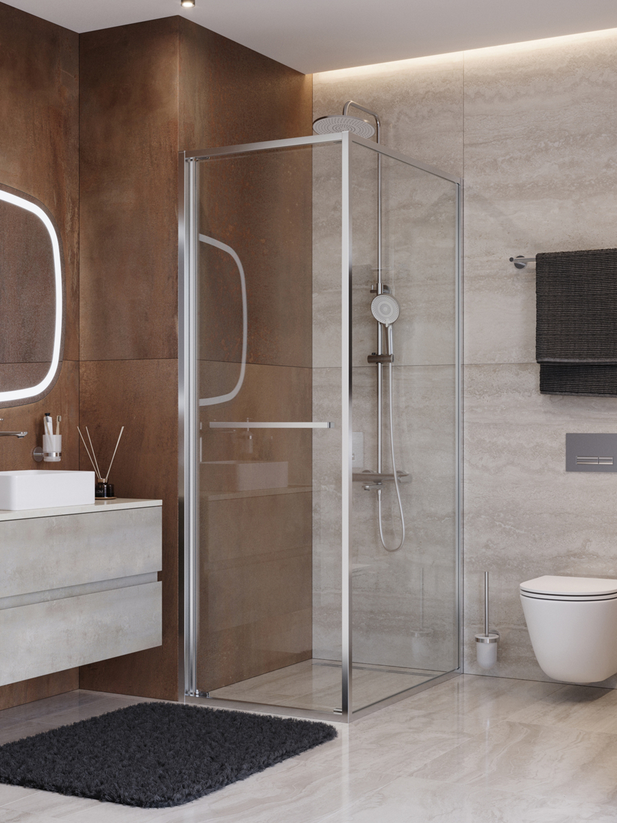 купить Душевой уголок Cezares LUX-AH-FS-1-70/90-C-CR, 70х90х195, профиль хром, стекло прозрачное 