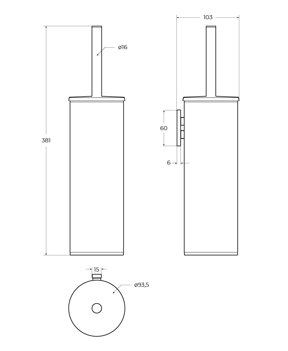 Ёршик для унитаза подвесной Cezares RELAX-TBS-M-GM