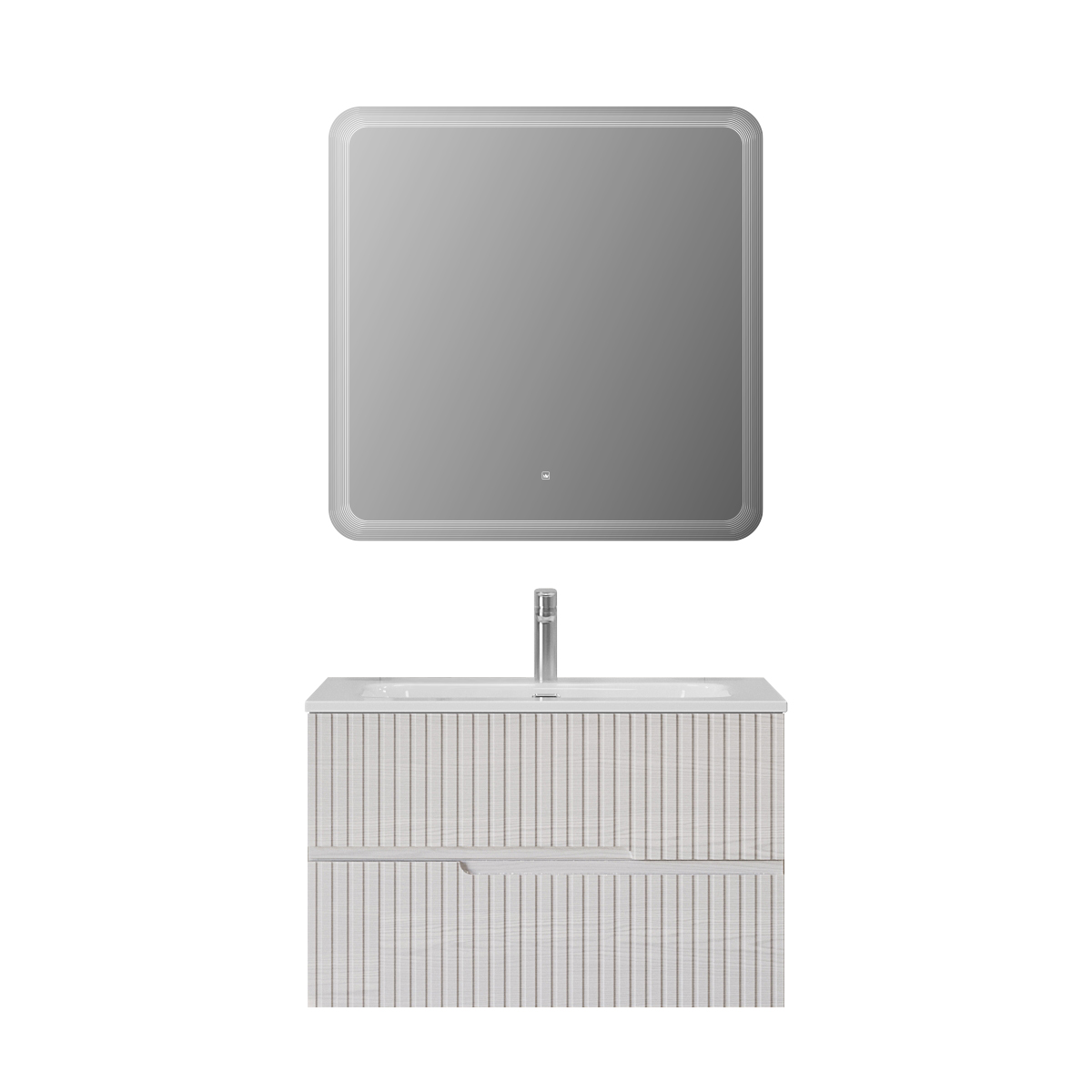 Тумба подвесная CEZARES DUET-N-800-2C-SO-FBS-P с раковиной CZR-8073-80, ясень белый софт