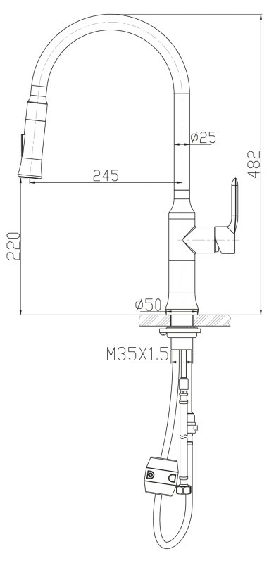 Смеситель для кухни двухрежимный BelBagno BB-LAM38-IN
