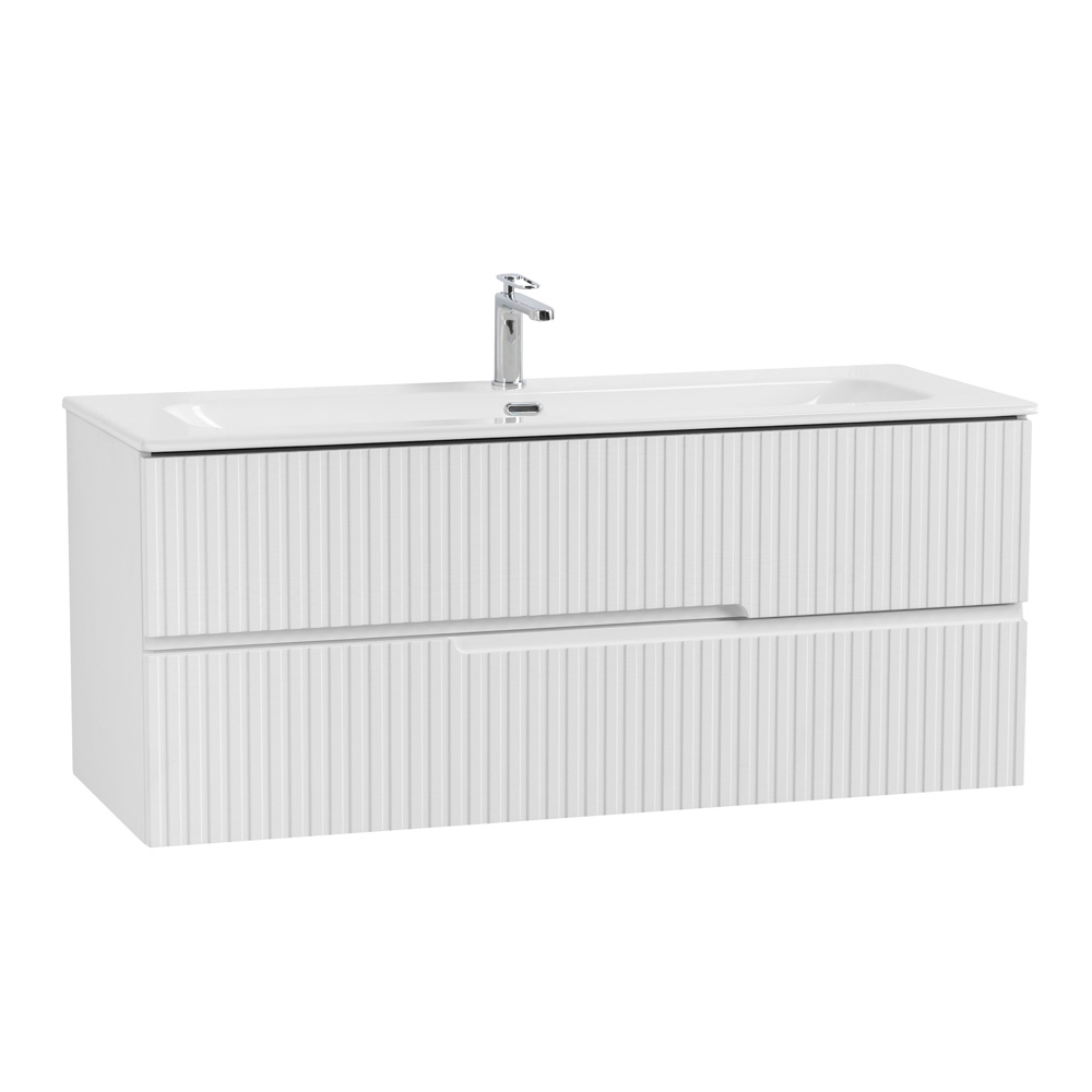 Тумба подвесная CEZARES DUET-N-1200-2C-SO-FBS-P с раковиной CZR-8073-120, ясень белый софт