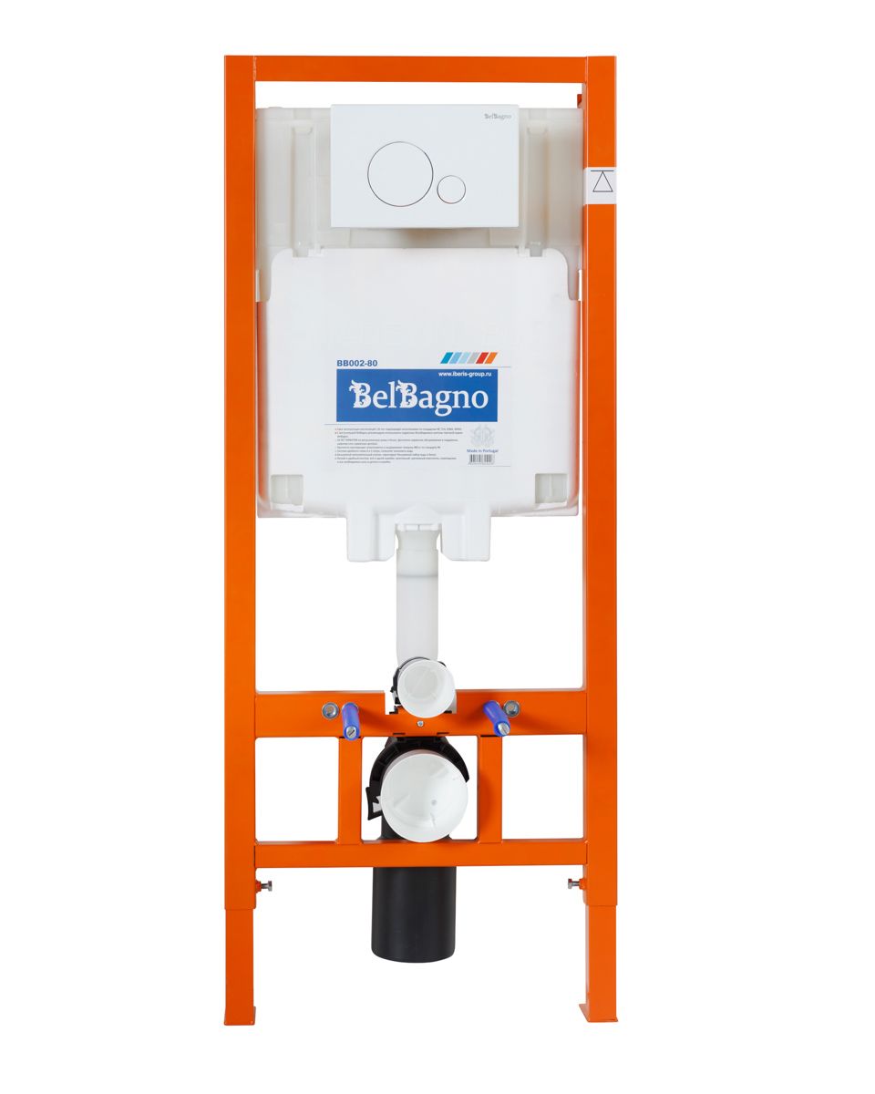 Система инсталляции для подвесных унитазов BelBagno BB002-80 с кнопкой смыва BB014-SR-BIANCO