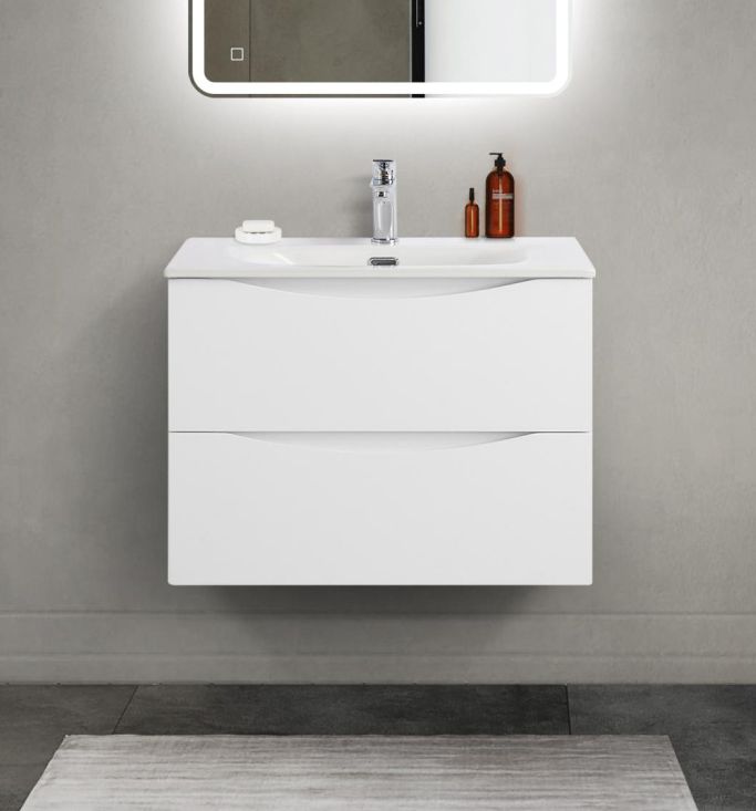 купить Тумба с раковиной подвесная BelBagno MARINO-CER-MINI-700-2C-SO-BL-P Bianco Lucido, раковина белая BB-8099-3-70 