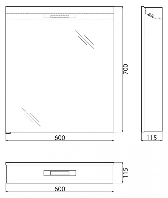 Зеркальный шкаф BelBagno SPC-1A-DL-BL-600