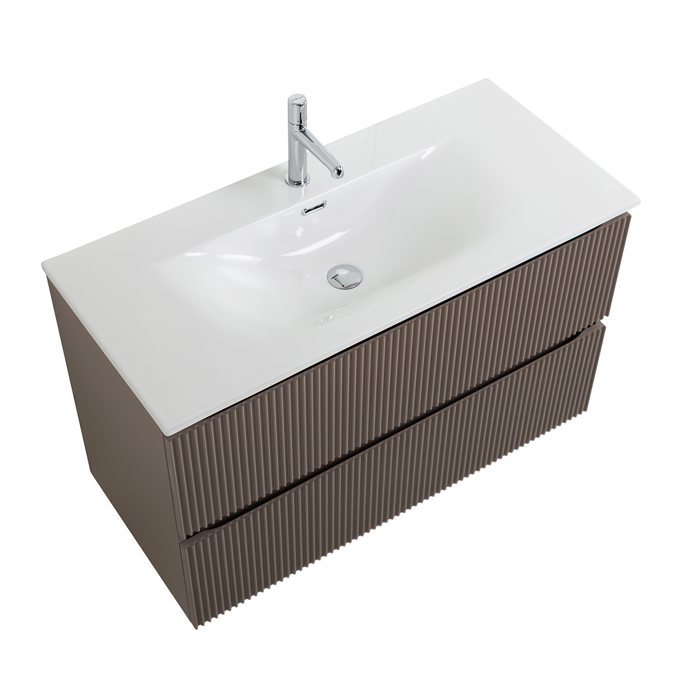 Тумба с раковиной подвесная BelBagno UNO-1000-2C-SO-СO Бежевый матовый, раковина белая BB-8099-100
