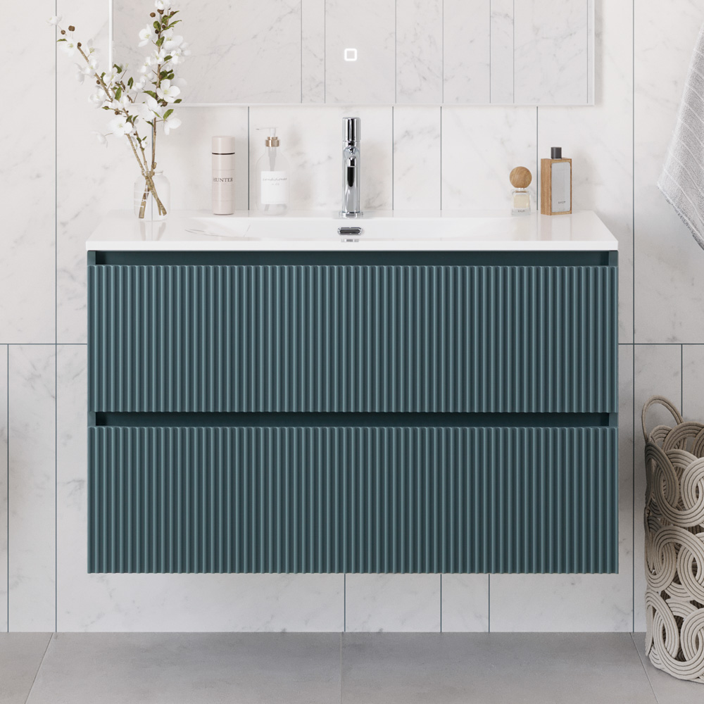 купить Тумба с раковиной подвесная BelBagno UNO-1200-2C-SO-AO Голубой матовый, раковина белая BB-8099-120 
