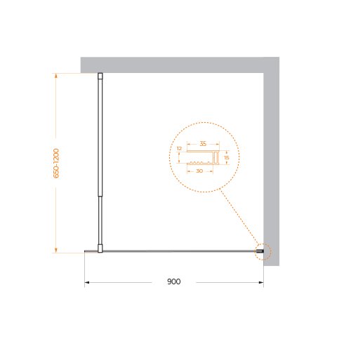 Душевая перегородка BelBagno KRAFT-L-1-90-C-NERO