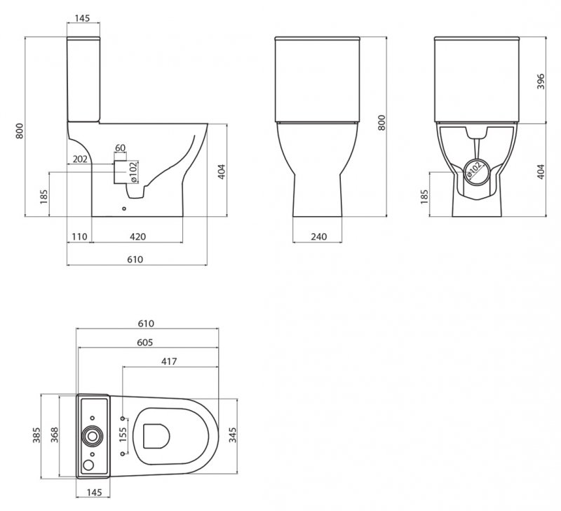 Унитаз-компакт безободковый с сиденьем BelBagno LOUNGE BB045CPR/SC + BB045/051T