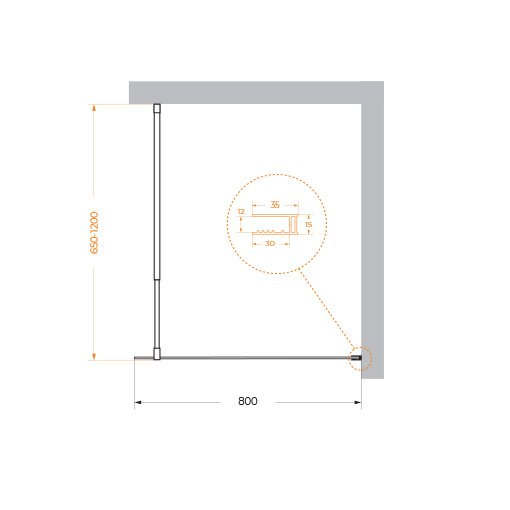 Душевая перегородка BelBagno KRAFT-L-1-80-C-NERO