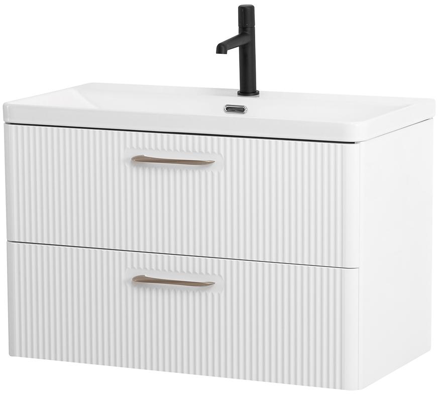Подвесная тумба с раковиной Belbagno DUE, 80 см Bianco Lucido DUE-800-2C-SO-BL-P + BB-8076-3-80