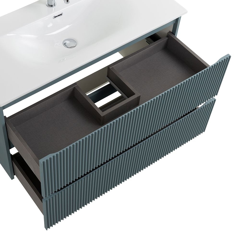 Тумба с раковиной подвесная BelBagno UNO-MINI-1000-2C-SO-AO Голубой матовый, раковина белая BB-8099-3-100