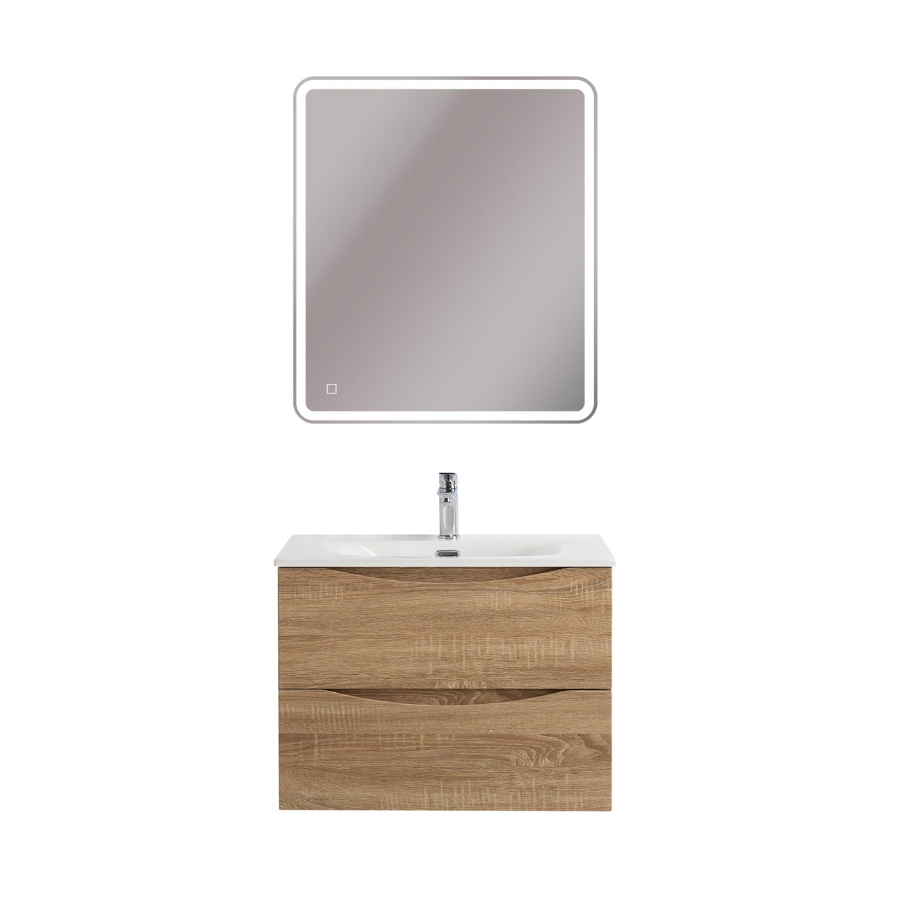 Тумба с раковиной подвесная BelBagno MARINO-CER-MINI-700-2C-SO-WO-P Rovere Bianco, раковина белая BB-8099-3-70