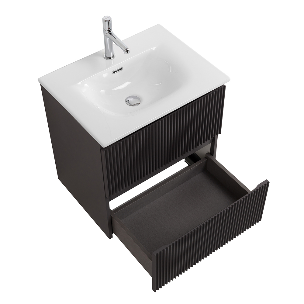 Тумба с раковиной подвесная BelBagno UNO-MINI-500-2C-SO-GSO Темно-Серый матовый, раковина белая BB-8099-3-50