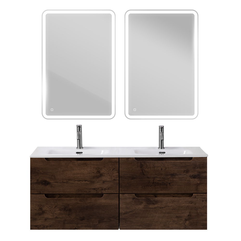 Тумба BelBagno ETNA-1200-4C-SO-2-RW с 2-й раковиной BelBagno BB1200-2-ETL, Rovere Moro