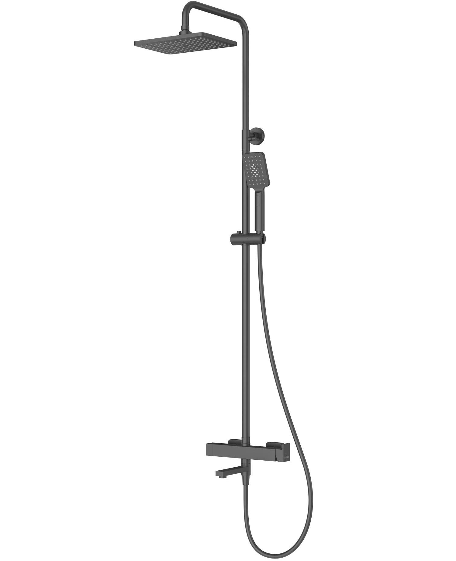 Душевая стойка CEZARES SLIDER-CVD-NOP со смесителем и поворотным изливом, черный матовый
