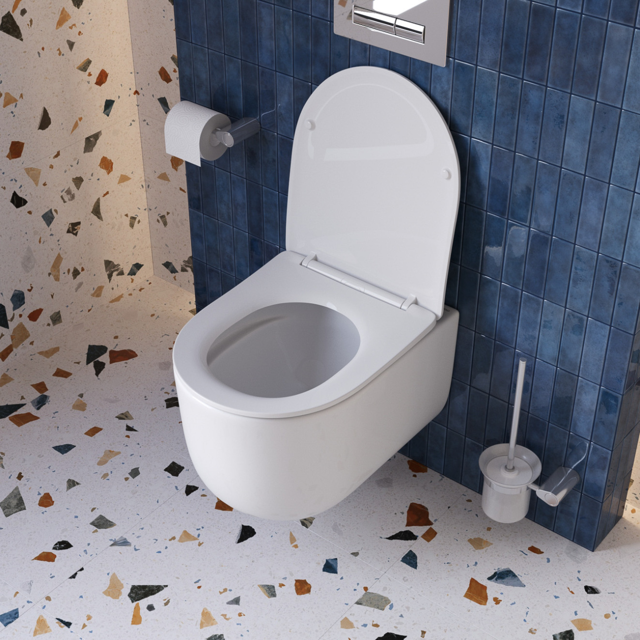 Унитаз подвесной безободковый с сиденьем со смывом TORNADO BelBagno SOFT-TOR BB084CH-TOR/SC