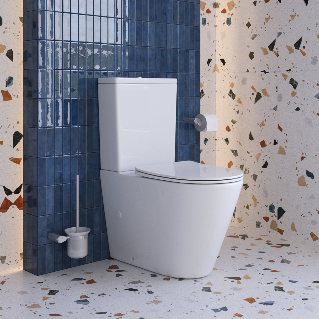 Унитаз-компакт безободковый с сиденьем и смывом TORNADO BelBagno FLAY-R BB2149CP-TOR/SC + BB2149T