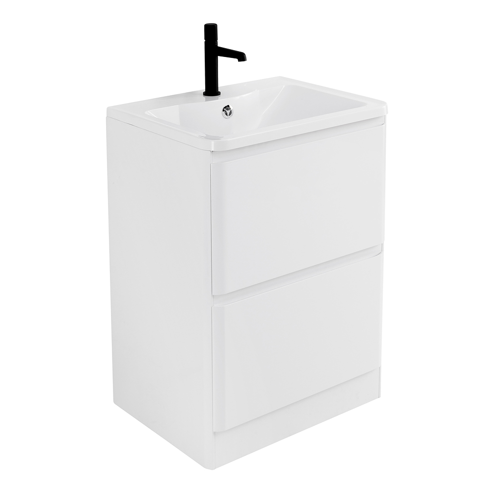 Тумба напольная с раковиной BelBagno ALBANO-600-2C-PIA-BL Bianco Lucido, раковина BB600/455-LV-MR-ALR