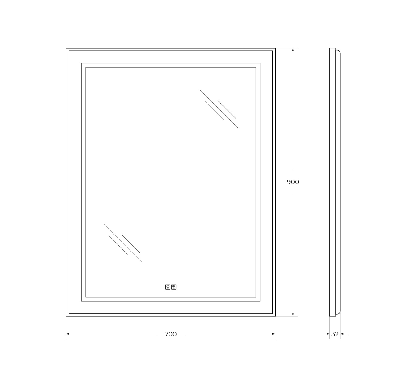 Зеркало BelBagno SPC-KRAFT-700-900-TCH-WARM